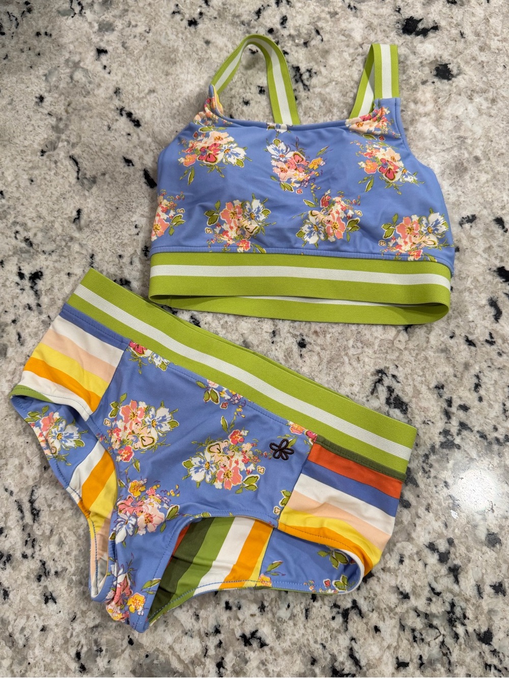 Matilda Jane Girls Floral Blue and Lime Two-Piece Swim Bikini
